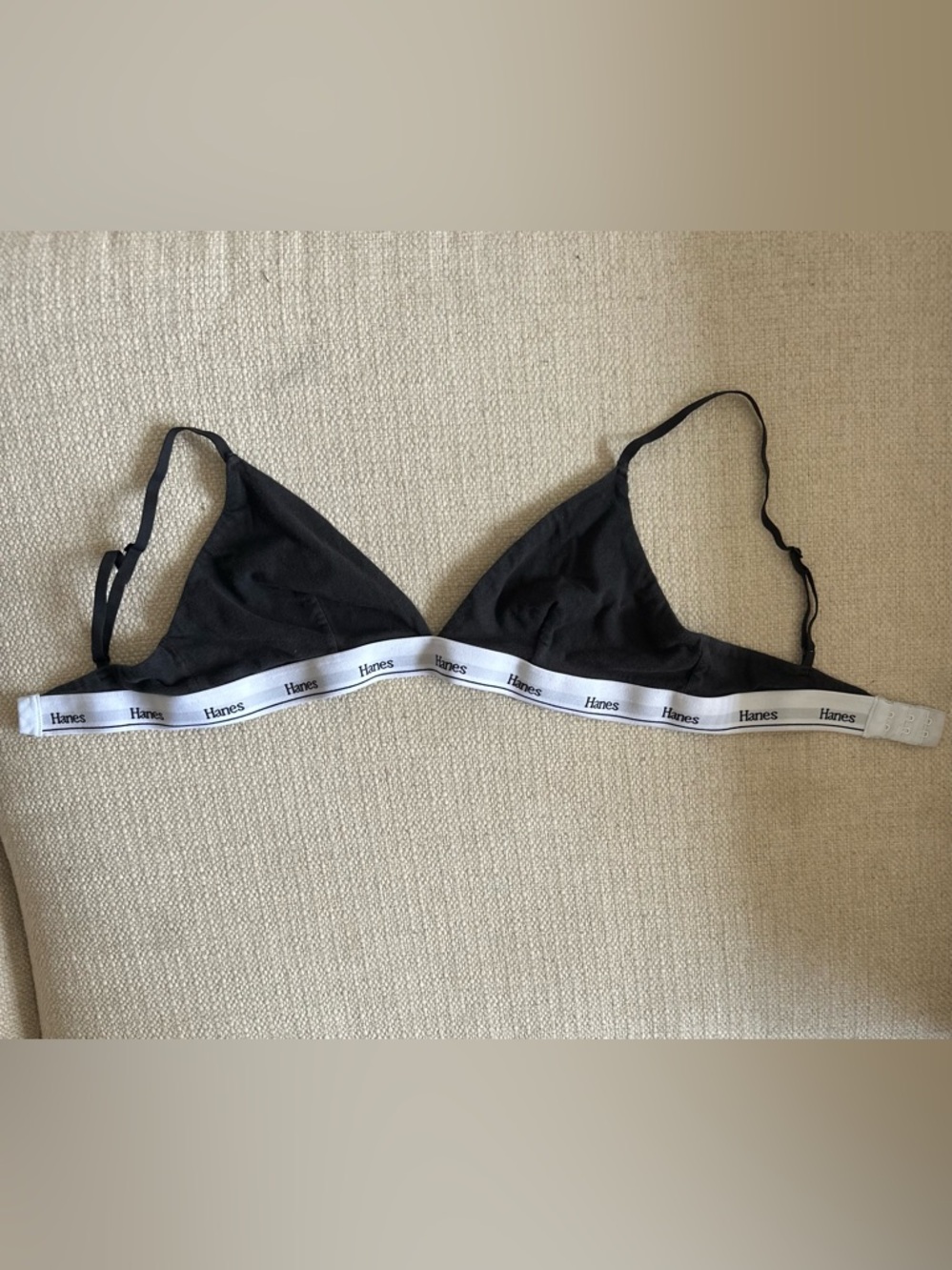 Hanes Black Triangle Bralette with White Logo Band